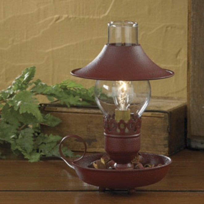 Chamberstick Lamp With Shade - Red