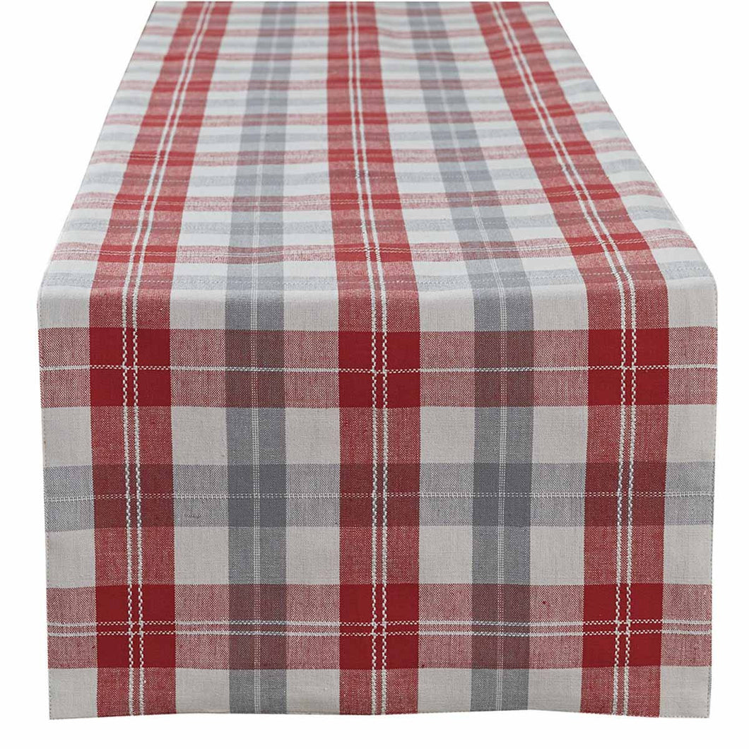 Alpine Plaid Table Runner - Red - Set of 2