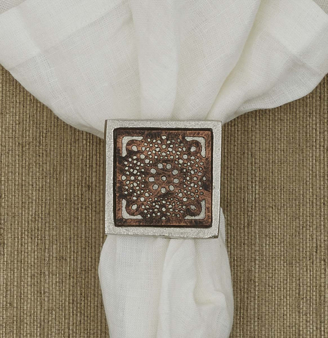 Square Medallion Napkin Ring - Set of 4